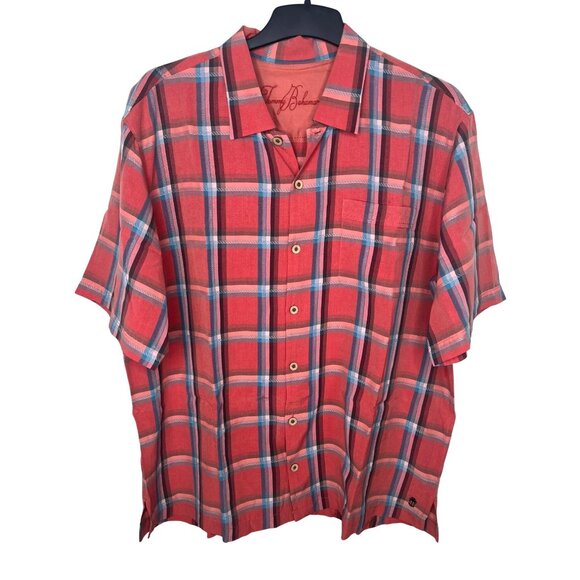 Tommy Bahama Men's Red Plaid Short-Sleeve Button-Up Shirt XL - Picture 16 of 16